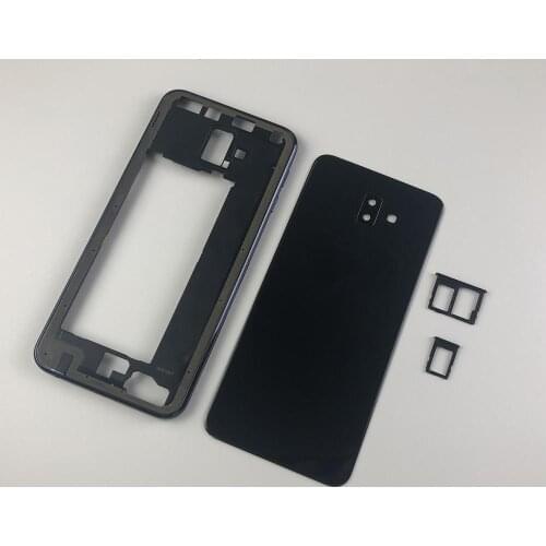 For Samsung Galaxy J6 Plus 2018 J6+ J610 J610F Housing Middle Frame+Battery Back Cover+Camera Lens Cover+Sim Card Tray Holder