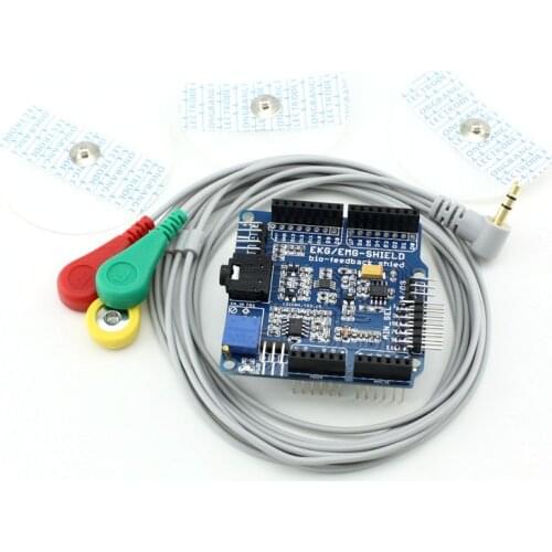 ECG/EKG/EMG Shield for Arduino with Cables and Electrodes
