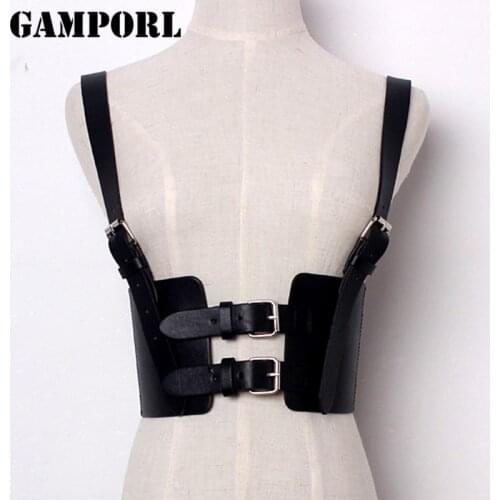 GAMPORL Leather Harness Belt Women Body Bondage Garter Straps Body Bondage Chest Harness Cage Gothic Suspenders Stockings Garter