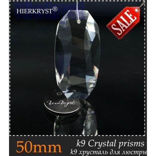 HIERKYST 5 pcs K9 Glass Crystal Prisms Pendants Chandeliers Parts Lustres Rainbow Lamp Lighting Hang Drops 50mm 2" #1944X