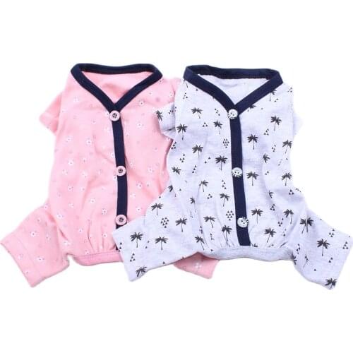 Dog Cat JumpSuit Shirt 100% Cotton Print Tracksuit Pet Puppy Floral Pajamas Pants T-Shirt 5 Sizes 2 Colours