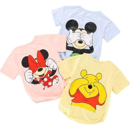 Newborn Baby Rompers Cartoon Mickey Minnie Boy Clothes Cotton Baby Girl One Pieces Jumpsuits Summer Short Sleeve Toddler Outfits