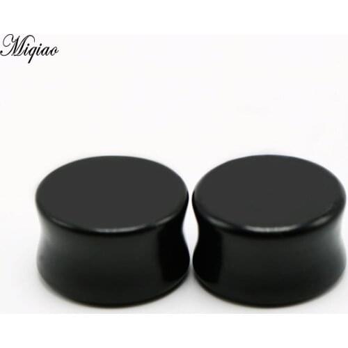 Miqiao 2PCS Hot Sale New Stone Ear Expander 6mm-16mm Black Solid Ear Expander Human Body Piercing Profile Rod EAR TUNNEL