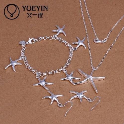 Fashion silver plated Jewerly Set for Women Bridal Party sets Wedding jewelry sets Wholesale Cheap starfish