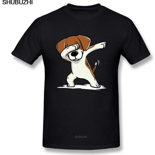 Dabbing Beagle Funny Beagle Dog Fashion Short-Sleeve T-Shirts 100% Cotton T Shirts Mens Crew Neck Comic Tee Shirt sbz8153