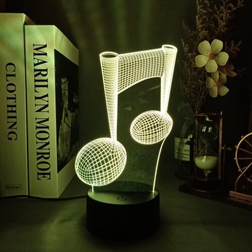 Musical Note LED Night Lamp Acrylic Desk Setup Light 7/16 Color Change for Bar Party Home Decor Cool Xmas Birthday Gift