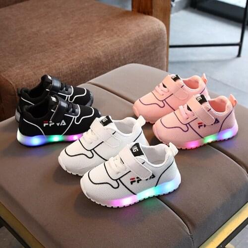 2021 new childrens shoes with lights, childrens casual shoes, girls shoes, boys shoes, breathable and comfortable No. 21-30