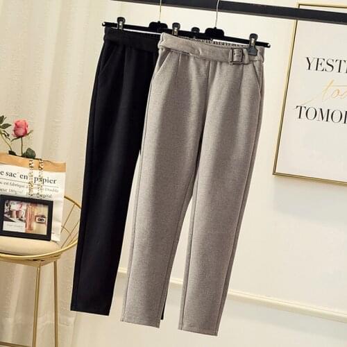 New Autumn Winter Pants women loose casual wild high waist woolen Harlan long pants womens thick warm Trousers Tide 4XL FF1218