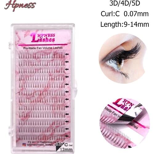 3D/4D/5D Premade Volume Fans Eyelashes Extension Long Stem Makeup Premium Russian Volume Lashes 12 Lines/ Tray