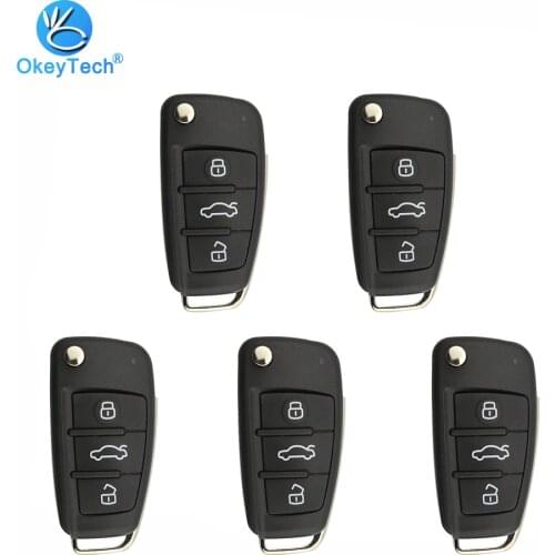 OkeyTech 5pcs/lot for URG200 KD900+ Key Programmer Machine 3 Button B Series Flip KD Remote Car Key B02 For Audi A6L No Blade