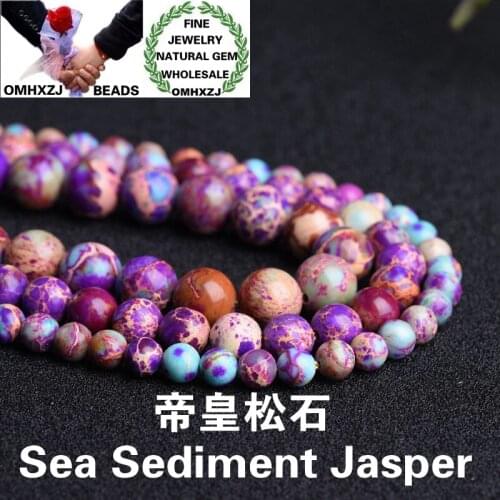 OMHXZJ Wholesale ZB148 4 6 8 10mm DIY Bracelet Necklace Jewelry Accessories Natural Stone Fine Sea Sediment Jasper Round Beads