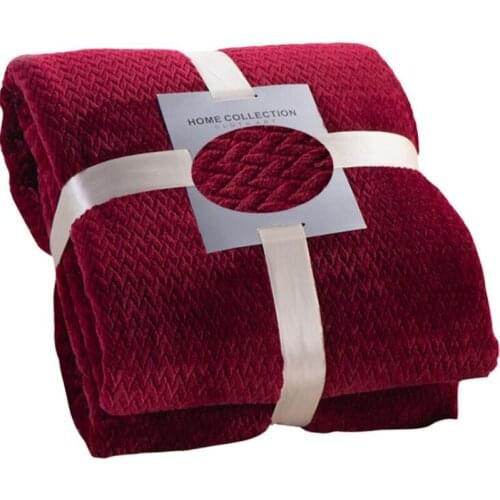 Autumn Winter Thick Coral Velvet Blanket Solid Color Double-sided Flannel Cover Blanket Mesh Lattice Air Conditioning Blanket