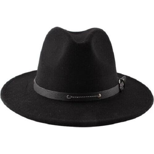 Flat top jazz top hat woolen new autumn and winter ladies hats European and American woolen hats