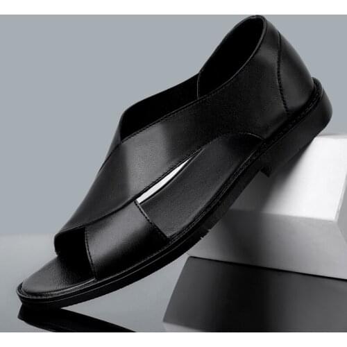 Brand Men Genuine Leather Sandals Soft Healthy Slippers Casual Sneakers New Luxury Shoes Men Simple Style Summer Beach Sandalias