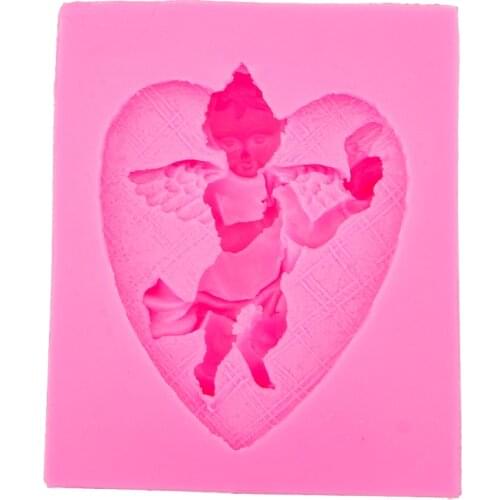 Love Shape Baby Angel Playing DIY cooking soap mold wedding cake decorating silicone mould baking fondant tools T0538