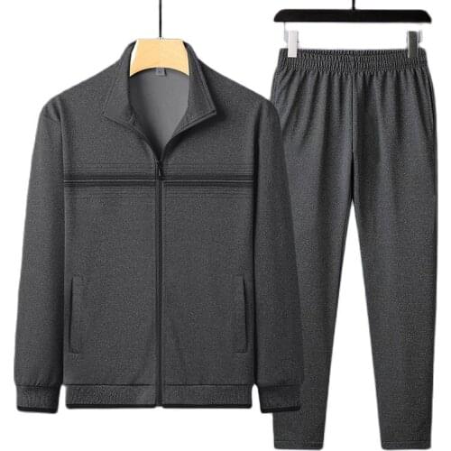 Tracksuit,Male Sweatshirt,New For Fall, Casual Two-Piece Set, Solid Color, Loose, Zip-Up Access, Pocket Trim, Three Colors,M-5XL