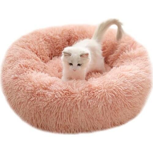 10 Colors Super Soft Cat Bed Round Fluffy Cat Sleeping Basket Long Plush Warm Pet Mat Cute Lightweight Comfortable Touch Kennel