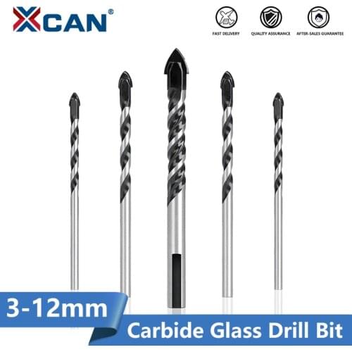 XCAN Drill Bit Carbide Tipped Glass Gun Drill 3-12mm Hole Saw Cutter Opener for Glass Ceramic Concrete Brick Drilling Tool