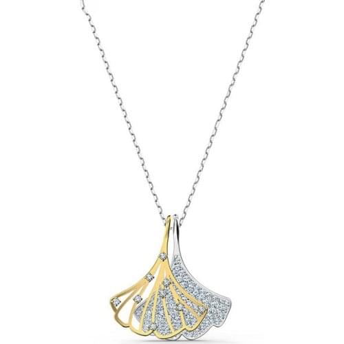 Swa 1: 1 Hollow Ginkgo Leaf Necklace for Women Fan-shaped Gold Color