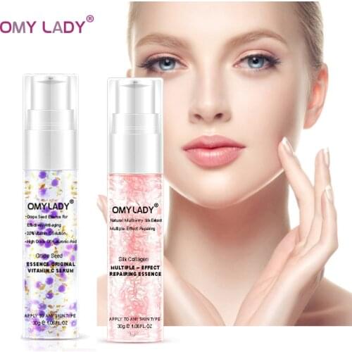 OMY LADY Silk Collagen Face Serum Tightening Pores Repairing Anti Aging Whitening Repair Shrink Pore Lift Firm Skin Care