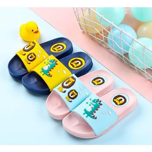 Dinosaur Lion Cartoon Children Slippers Comfort Non-Slip Home Indoor Slippers Cute Kid Bathroom Shoes Summer Light Slip-On Shoes