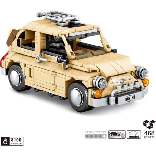 Technical germany brand classic Vintage car building block Beatle model Pull back vehicle steam brick toys collection for gift