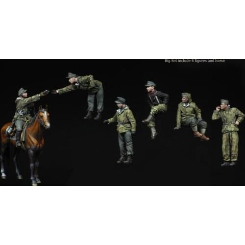 Unassambled 1/35 ancient crew (6 fig + horse) （NO TANK ） Resin figure miniature model kits Unpainted
