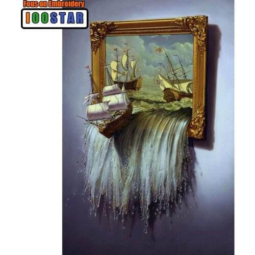 Needlework DIY Diamond Painting boat Cross Stitch Square/Round Ship Diamond Embroidery Home Decoration 3D Diamond Mosaic