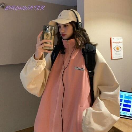 Contrasting Color Stitching Baseball Uniform Women 2021 Spring Autumn New Retro High Quality Jacket Harajuku Oversized Punk Coat