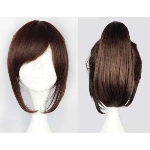 Attack on Titan Sasha Blouse 35cm 13.78" Short Straight Cosplay Wigs for Women Claw Clip Ponytail Anime Synthetic Hair + Wig Cap
