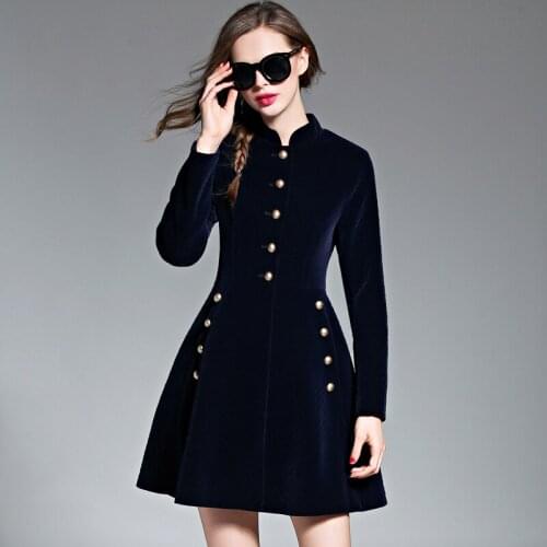 Elegant Blue Velvet Dress Winter Dresses Women 2021 Vintage Long Sleeve Ladies Office Dresses Vestidos Robe Femme Vestido
