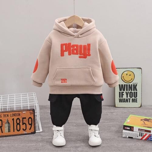 Winter Boys Girls Fashion Clothes Kids thick warm Hoodies Jacket Pants 2Pcs/Sets Tracksuit Toddler velvet Leisure Sport Suits