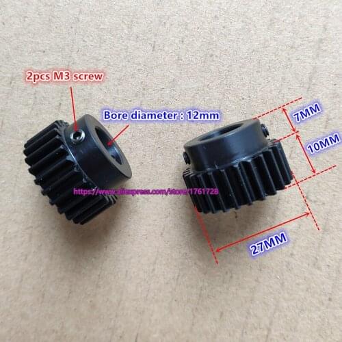 1modulus 25teeth black POM plastic spur gear diameter 27mm for textile machine