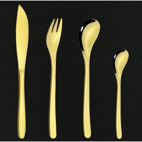 2Set Mirror Gold Western Flatware Cutlery Set 18/10 Stainless Steel Dinnerwar Forks Spoons Knives Tableware Silverware Set