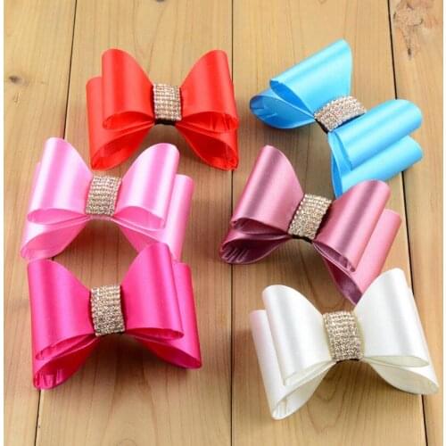 3.0"Girls Bows With Rhienstone Button,Girls Hair Bows Wholesale Sequin Bows,16Colors 60Pcs/lot
