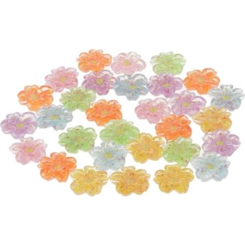30pcs Colorful Sakura Shape Flatbacks Resin Flatback Cabochons Pouch Decoration Diy