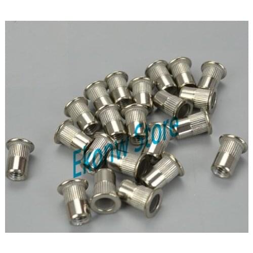 30Pcs M3 M4 M5 M6 M8 M10 Stainless Steel Knurled Flat Head Rivet Nuts Rivet Insert Nutsert Cap