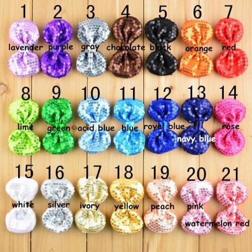 42 PCS/LOT , Sequin bow HAIR CLIPS , Girls Birthday Gift