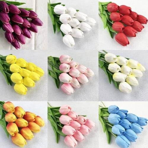 5Ppcs Artificial Flower Bouquet Tulip Rose Bridal Wedding Supply Home Decor