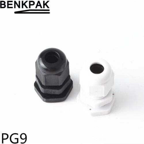 5pcs PG9 White/Black Plastic Waterproof Cable Glands JoInts