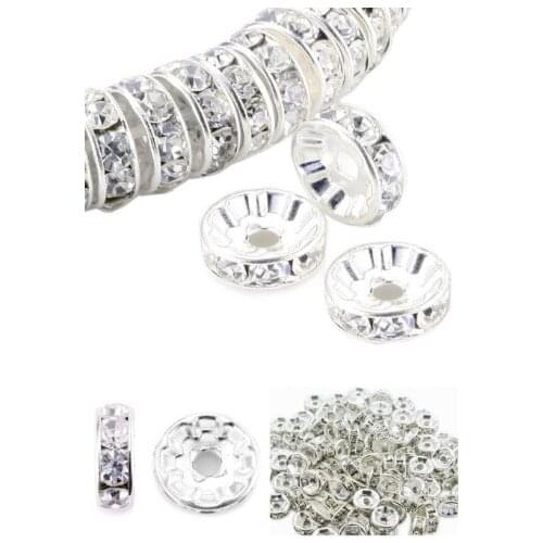 6mm 8mm 10mm 12mm 100pcs/lot white Clear mixed multicolor Czech glass Spacer Beads round Metal silver Plated DIY y535633