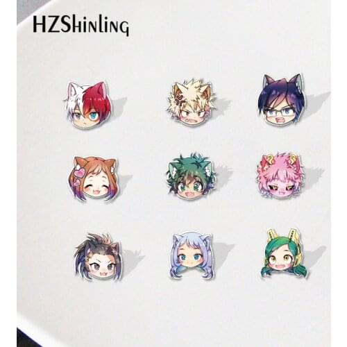 2021 Cartoon Anime Acrylic Lapel Pins My Hero Academia Midoriya Izuku All·Might Todoroki Shoto Resin Epoxy Pins Badge