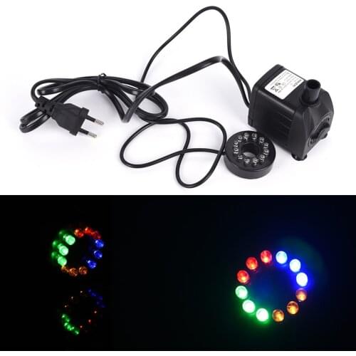 Aquarium 220V 8W EU Plug Submersible Water Pump LED Fish Tank Fountain Fish Pond Tank Aquario Water Pumps Fish Aquatic Pet Pump