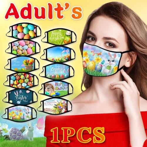 Bandana 1-6pcs Reusable Easter Mask Adult Fashion Cartoon Rabbit Printed Breathable Face Mask Decoration For Face Маска Masque