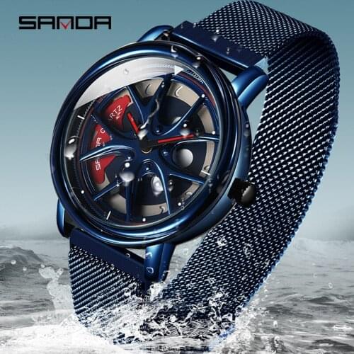 2020 SANDA Hot Sell Quartz Movement Men Watch Life Waterproof Creative Wheel Rotating Dial Magnet Clasp Relogio Masculino 1025