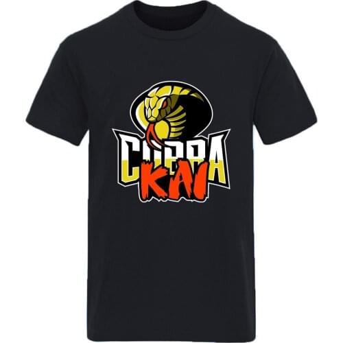Cobra Kai Print Round Neck Cotton Mens T shirt High Quality Fashion Clothing Tops Tees Leisure Retro 2020 New Plus Size Homme