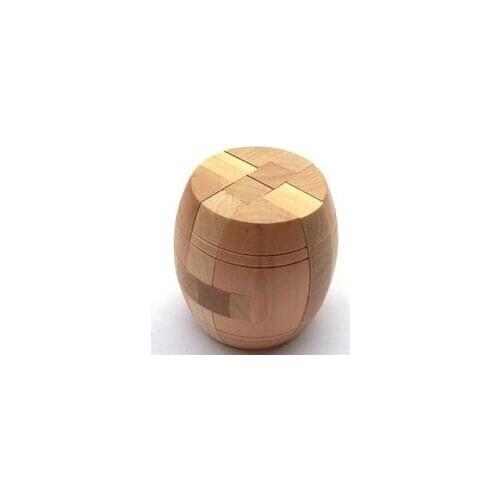 Classic Barrel-shaped IQ Wooden Interlocking Burr Puzzles Game for Adults Children