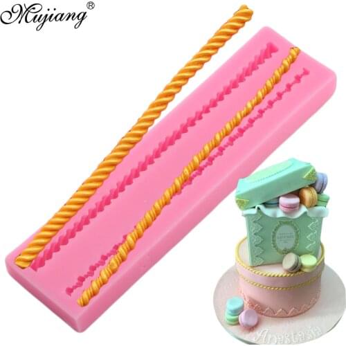 Long Rope 3D Cake Border Silicone Mold Cupcake Fondant Cake Decorating Tools Kitchen Baking Gumpaste Chocolate Candy Moulds