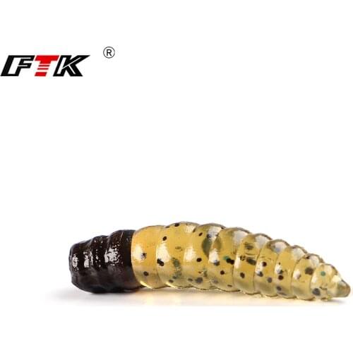 FTK 20pcs/pack 25mm 0.6g Fishing Lures Jig Trout Worm Soft Baits Artificial Sea Worms Earthworm Fishing Soft Lures Wobblers