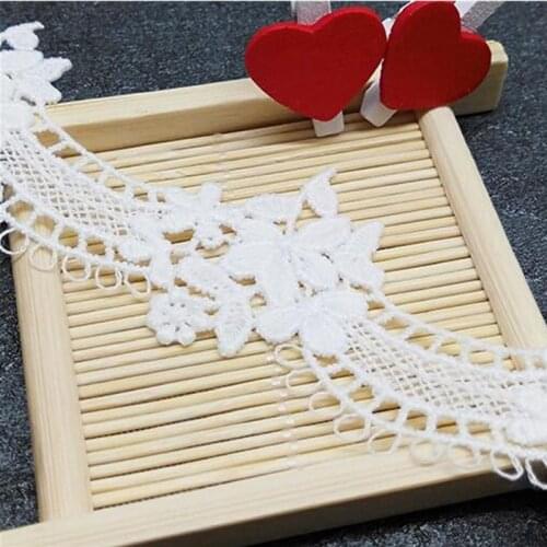 GXINUG 5 Yards/Lot Flowers Lace Trim Milk Fiber 30mm Ribbon Tape Embroidered Sewing Accessories Lace Fabric Ribbon Decoration